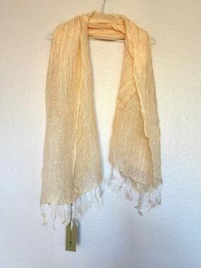 NWT Linen-Silk Blend Max Studio Lightweight Cream Scarf for Women - Versatile